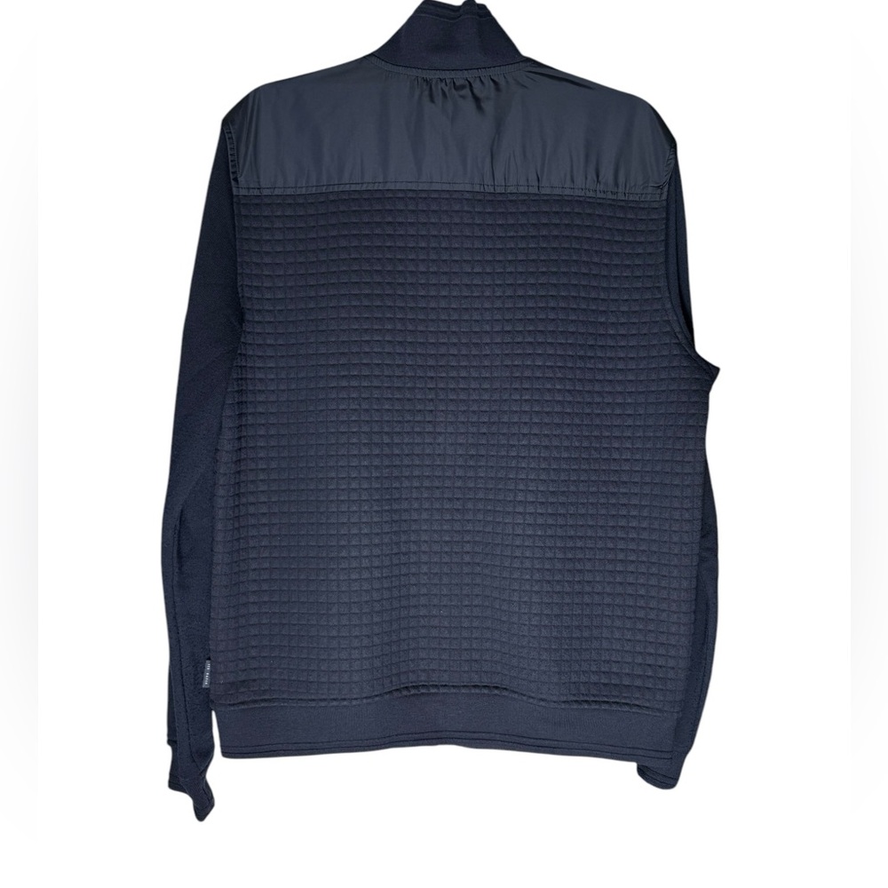 Ted Baker Bomber Jacket Bruno Mens Sz XL Quilted knit Sweater Stretch Navy Blue - Picture 2 of 8